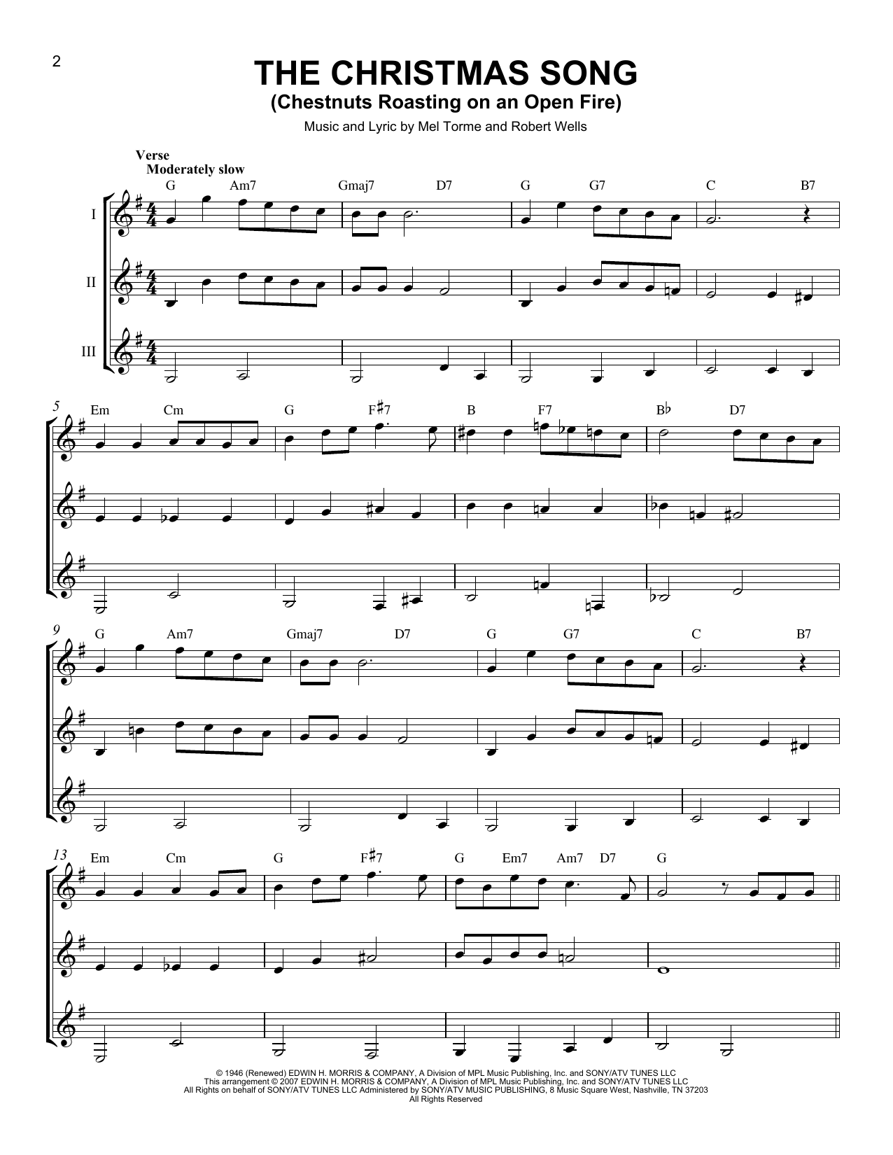 J Arnold The Christmas Song (Chestnuts Roasting On An Open Fire) sheet music notes and chords. Download Printable PDF.