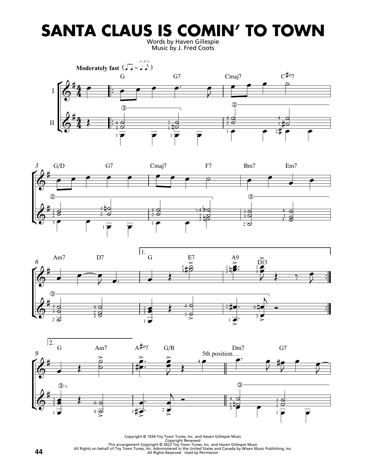 J. Fred Coots Santa Claus Is Comin' To Town (arr. Mark Phillips) sheet music notes and chords. Download Printable PDF.