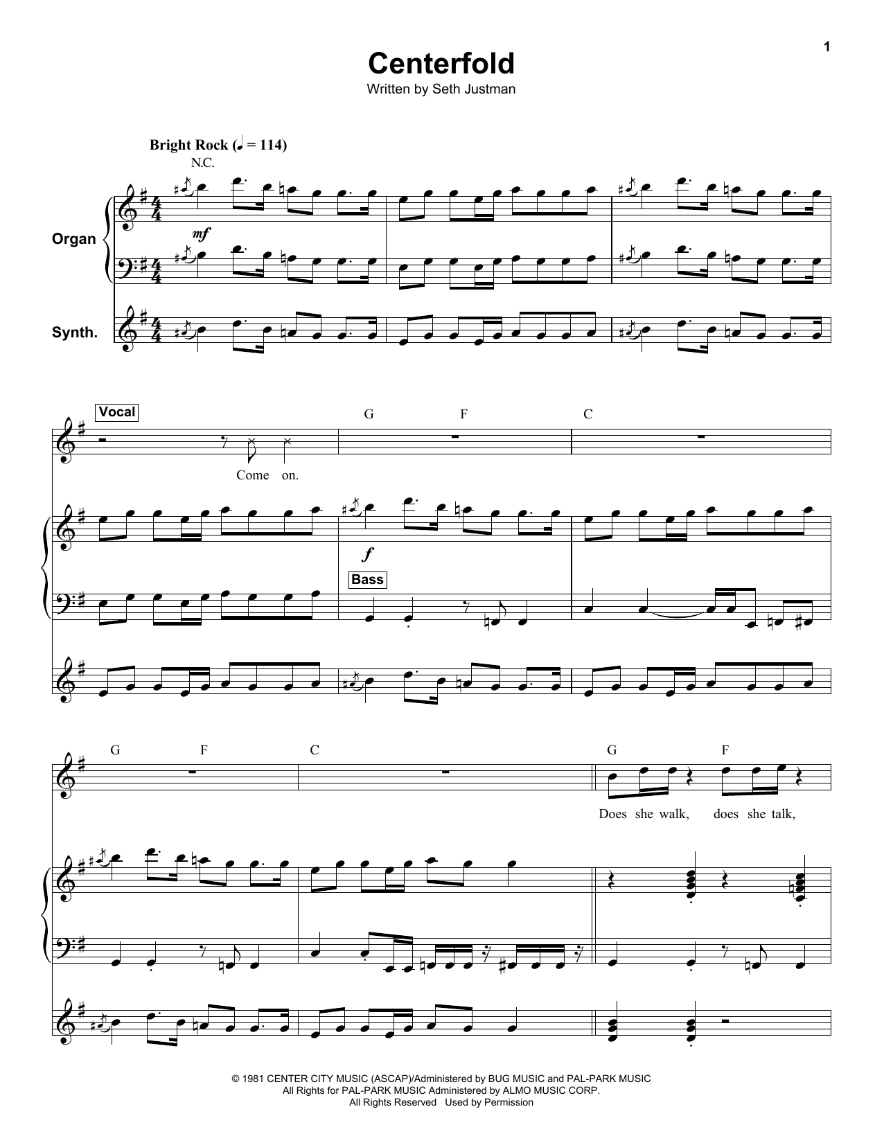 J. Geils Band Centerfold sheet music notes and chords. Download Printable PDF.