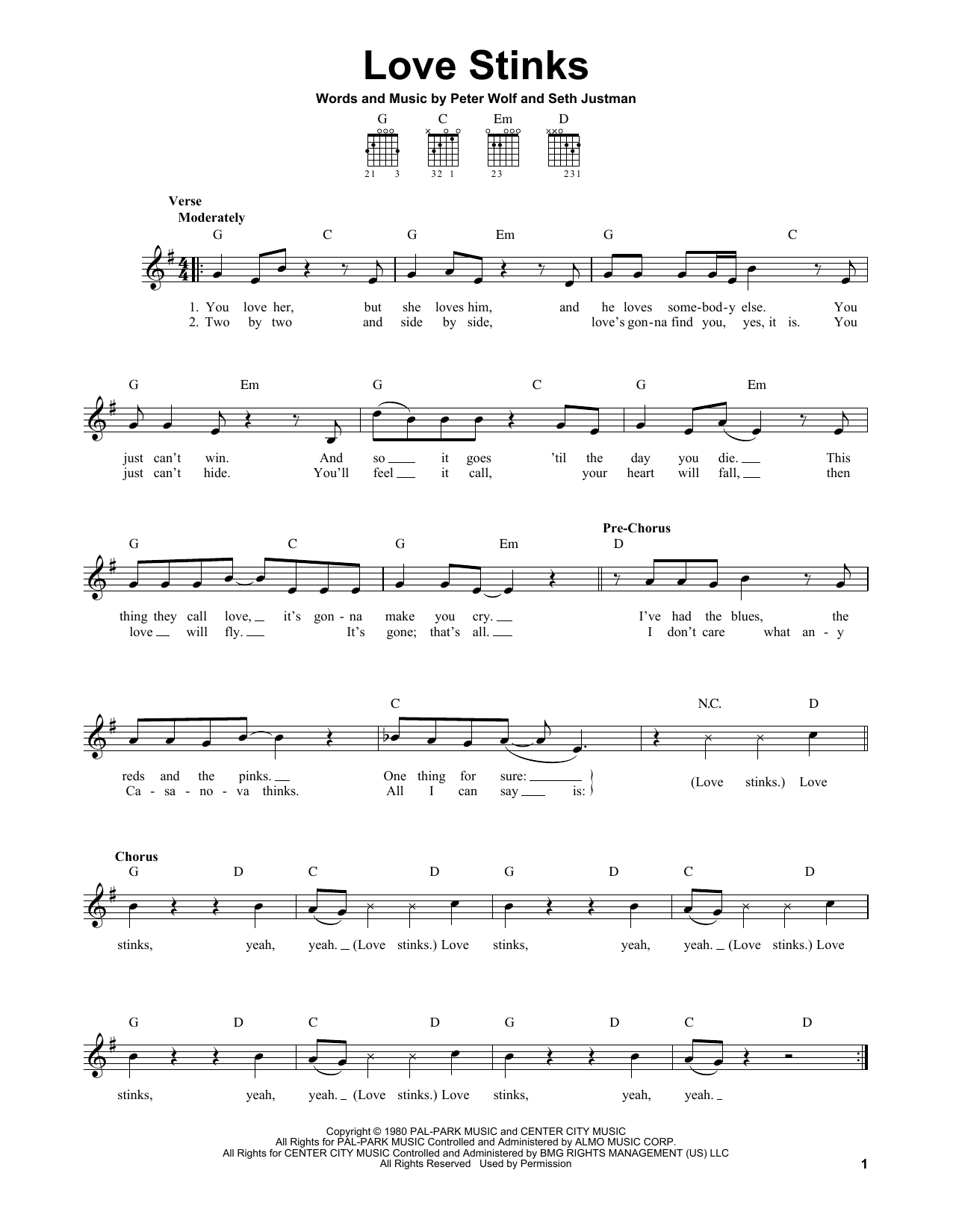 J. Geils Band Love Stinks sheet music notes and chords. Download Printable PDF.