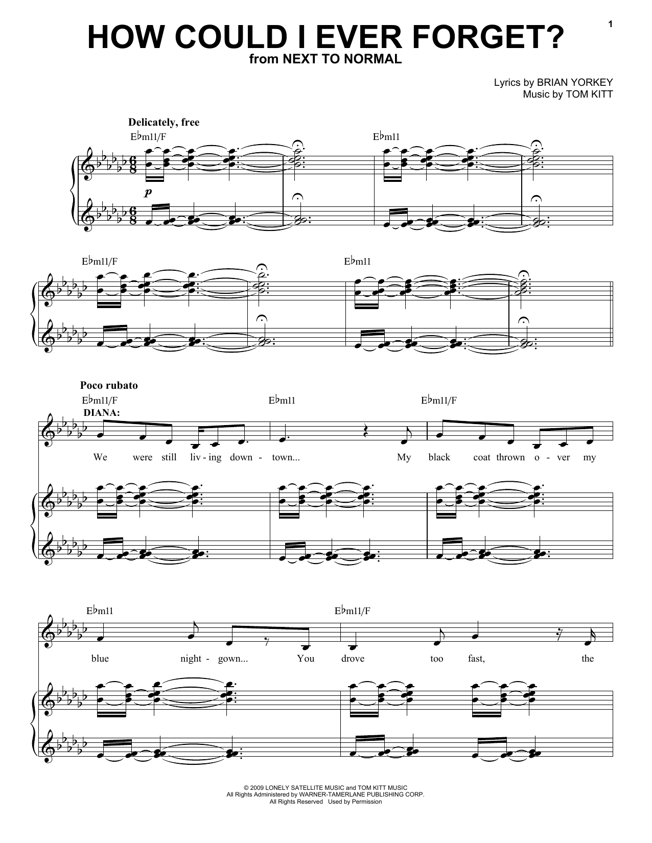 Learn to play J. Robert Spencer & Alice Ripley How Could I Ever Forget? (from Next to Normal) sheet music for Piano & Vocal in minutes. Price: 7.8900$ J. Robert Spencer & Alice Ripley How Could I Ever Forget? (from Next to Normal) sheet music notes and chords arranged for Piano & Vocal