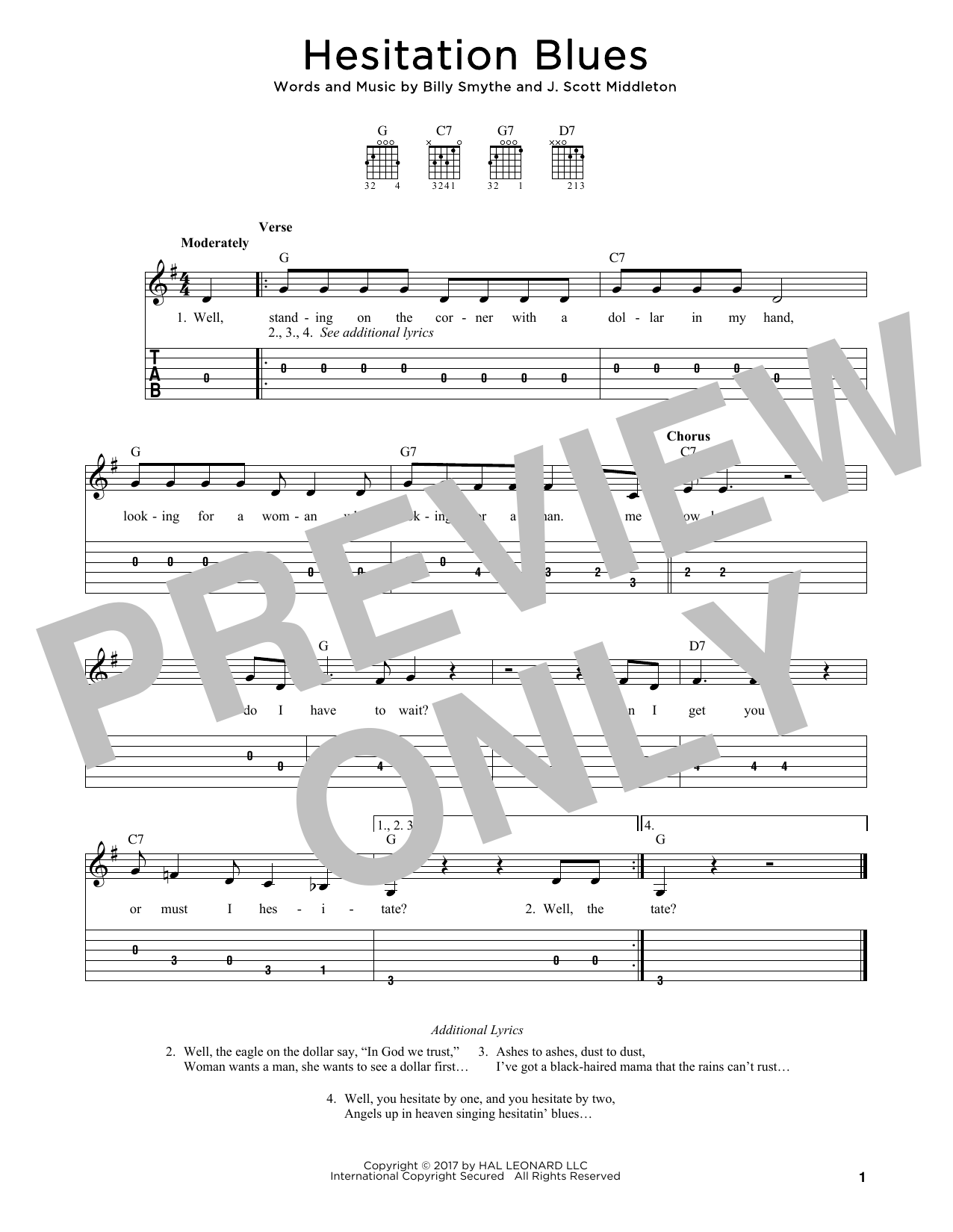 J. Scott Middleton Hesitation Blues sheet music notes and chords. Download Printable PDF.