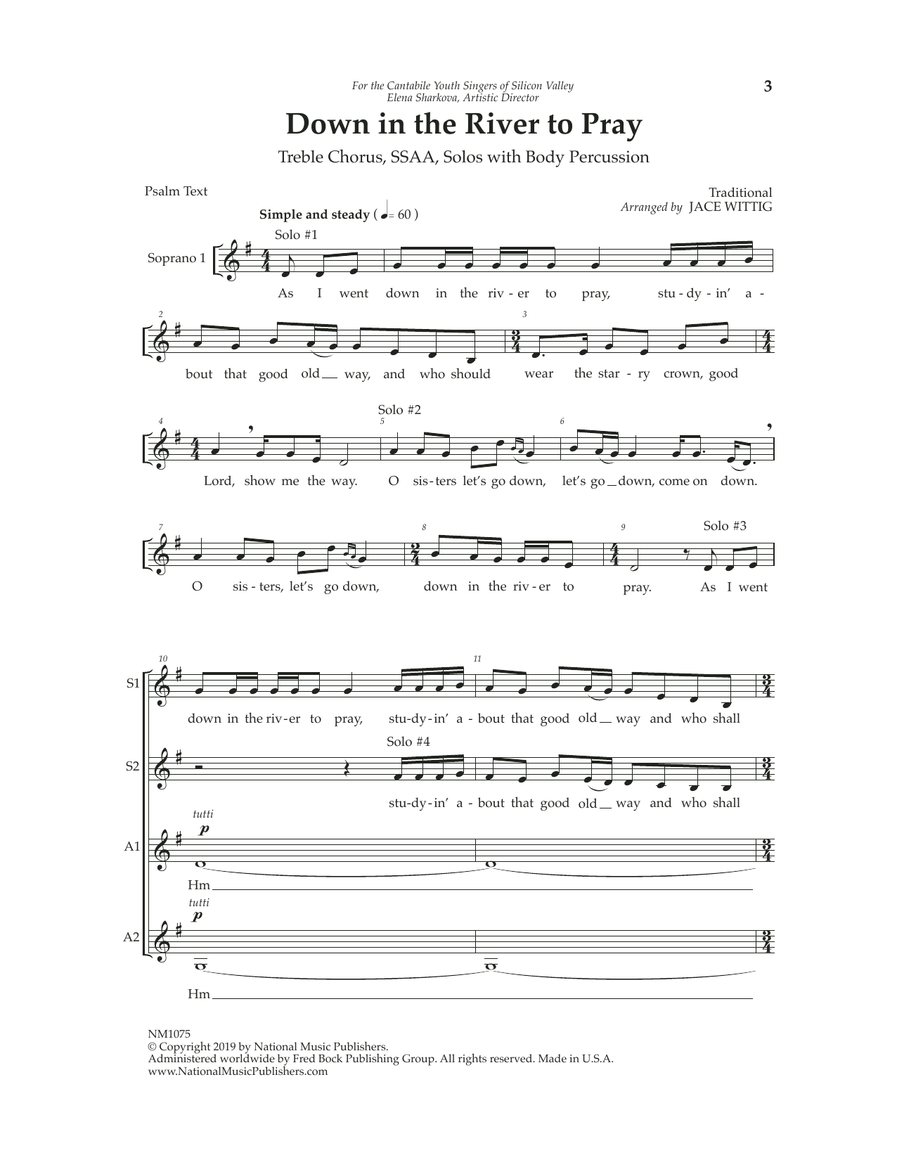 Jace Wittig Down in the River to Pray sheet music notes and chords. Download Printable PDF.