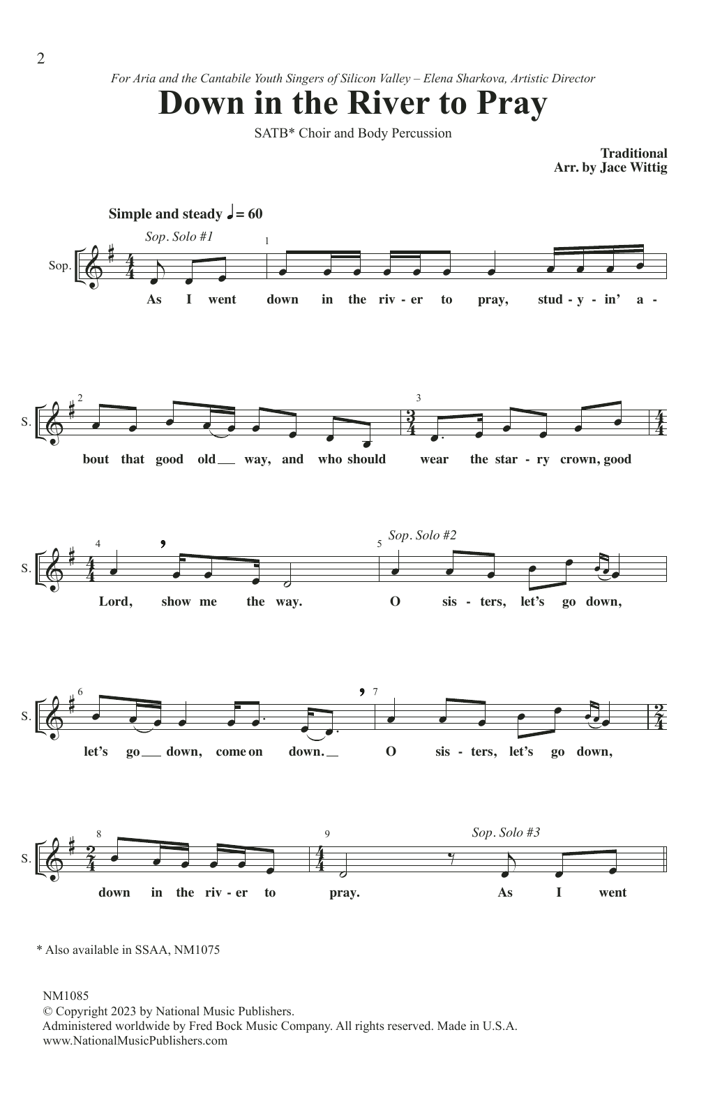 Jace Witting Down in the River to Pray sheet music notes and chords. Download Printable PDF.