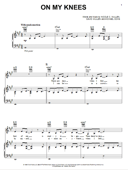 Jaci Velasquez On My Knees sheet music notes and chords. Download Printable PDF.