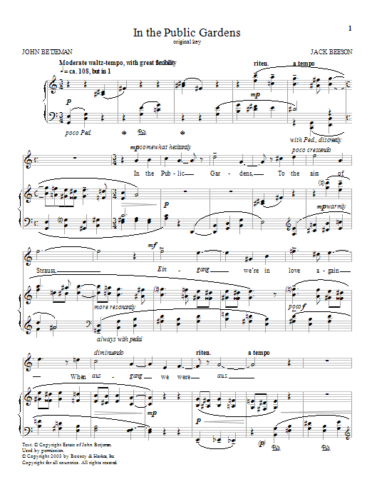 Learn to play Jack Beeson In the Public Gardens sheet music for Piano & Vocal in minutes. Price: 7.8900$ Jack Beeson In the Public Gardens sheet music notes and chords arranged for Piano & Vocal