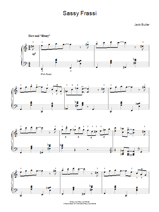 Jack Butler Sassy Frassi (in 'blues' style) sheet music notes and chords arranged for Piano Solo