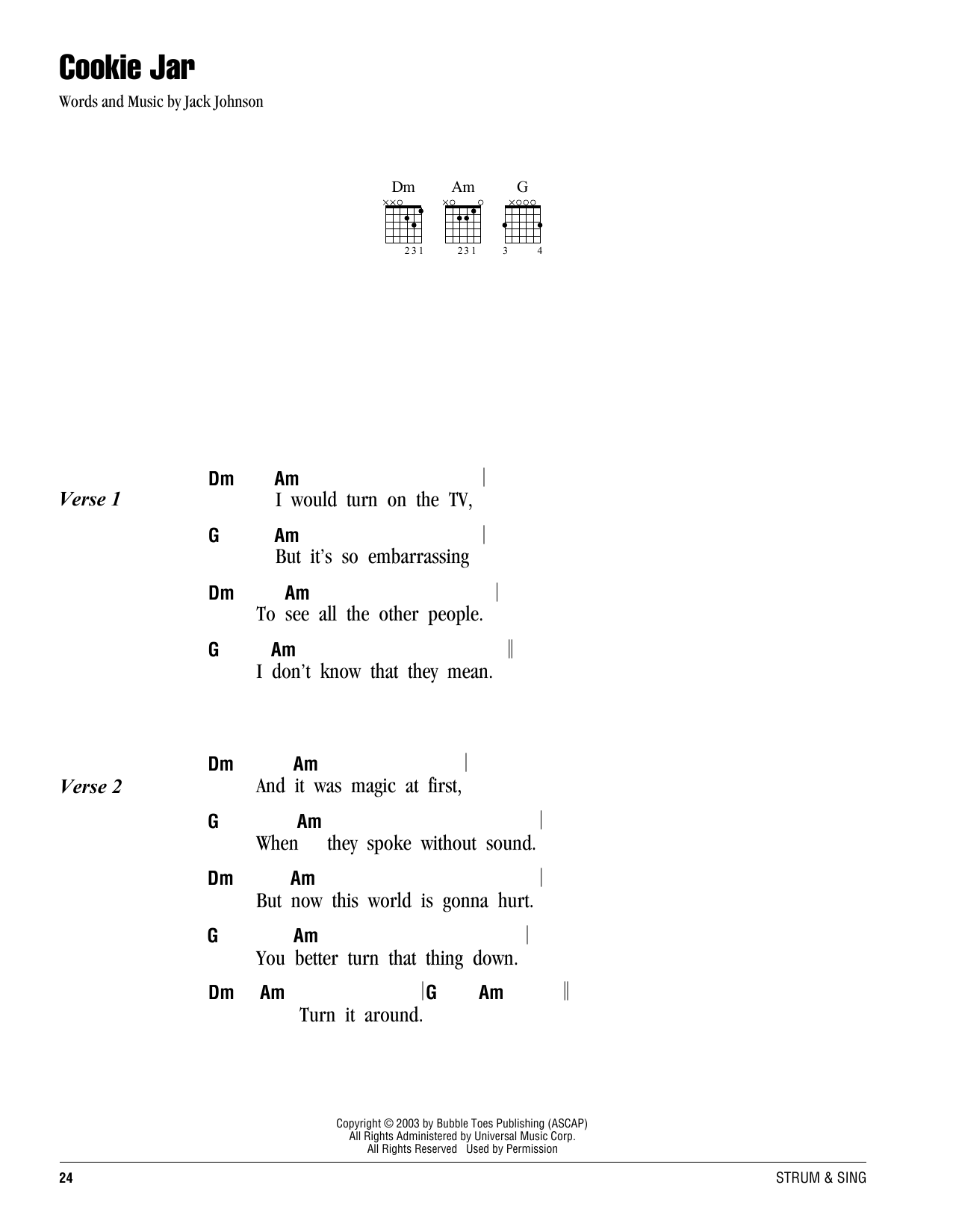 Jack Johnson Cookie Jar sheet music notes and chords. Download Printable PDF.