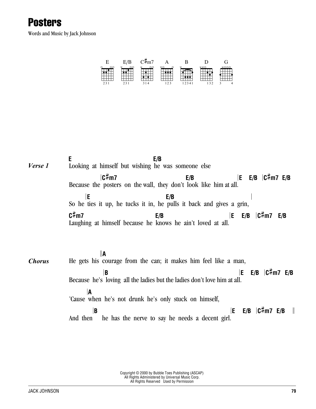 Learn to play Jack Johnson Posters sheet music for Ukulele Chords/Lyrics in minutes. Price: 4.4900$ Jack Johnson Posters sheet music notes and chords arranged for Ukulele Chords/Lyrics