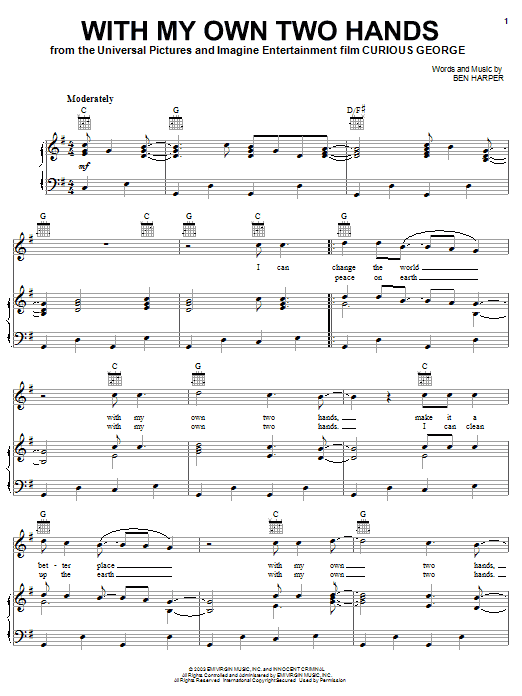 Jack Johnson With My Own Two Hands sheet music notes and chords. Download Printable PDF.