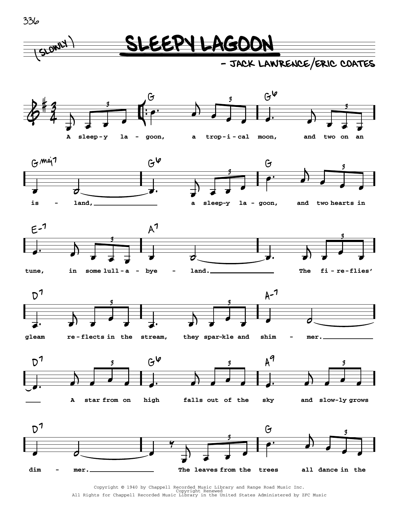 Jack Lawrence Sleepy Lagoon (Low Voice) sheet music notes and chords. Download Printable PDF.