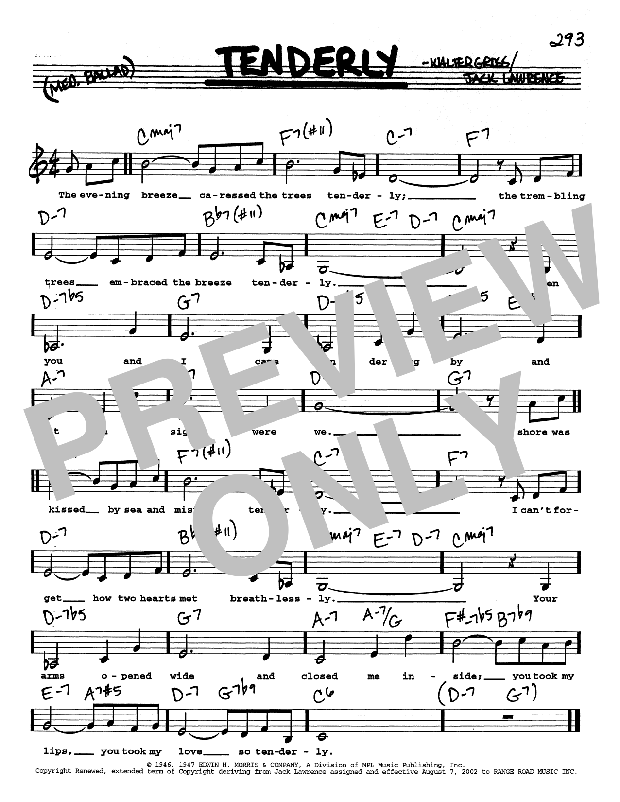 Jack Lawrence Tenderly (Low Voice) sheet music notes and chords. Download Printable PDF.