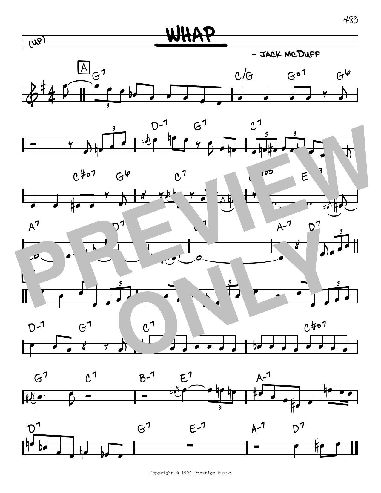 Learn to play Jack McDuff Whap sheet music for Real Book – Melody & Chords in minutes. Price: 5.9900$ Jack McDuff Whap sheet music notes and chords arranged for Real Book – Melody & Chords
