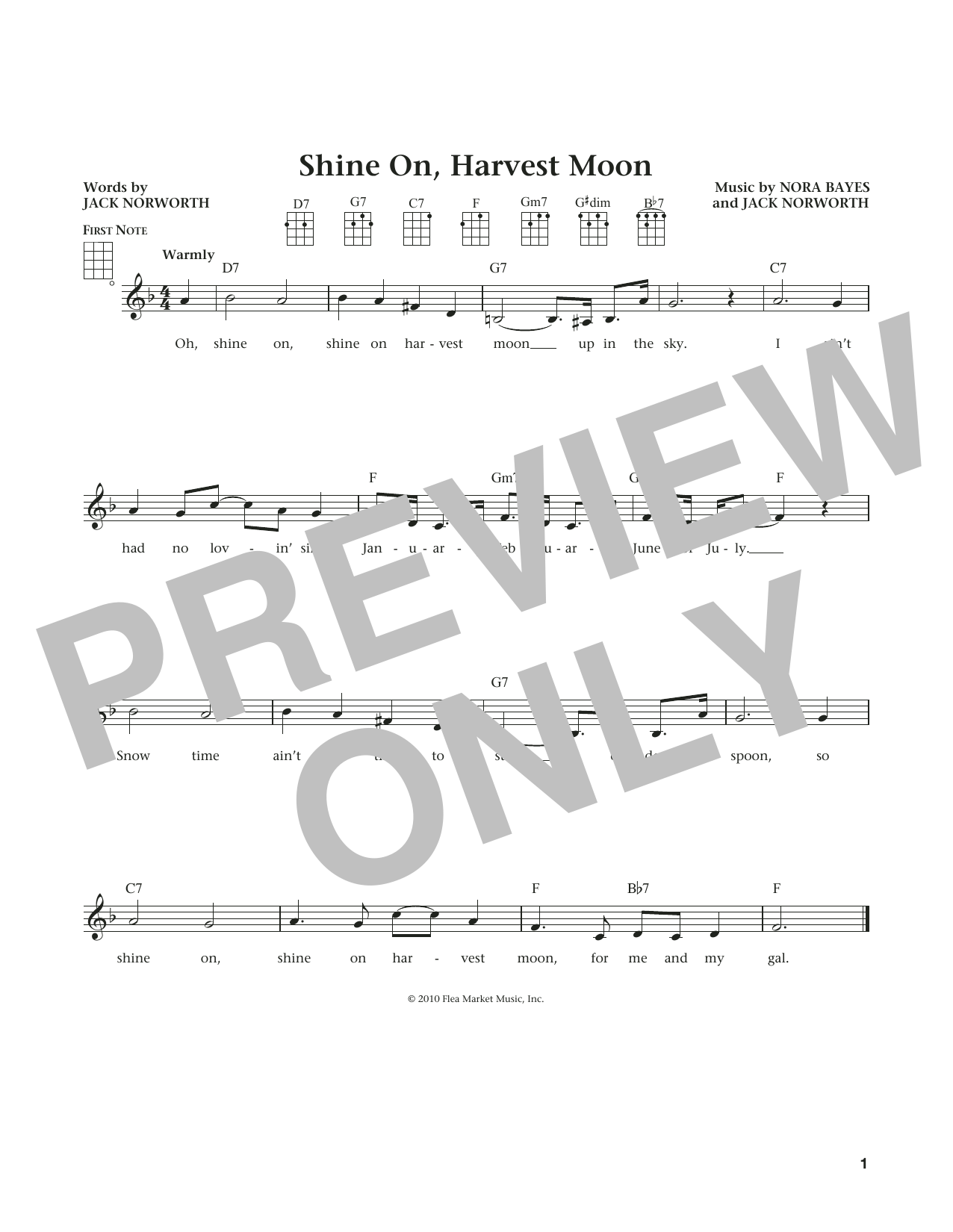 Jack Norworth Shine On, Harvest Moon (from The Daily Ukulele) (arr. Liz and Jim Beloff) sheet music notes and chords. Download Printable PDF.