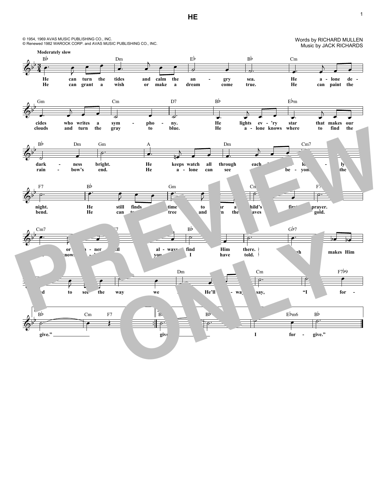 Jack Richards He sheet music notes and chords. Download Printable PDF.