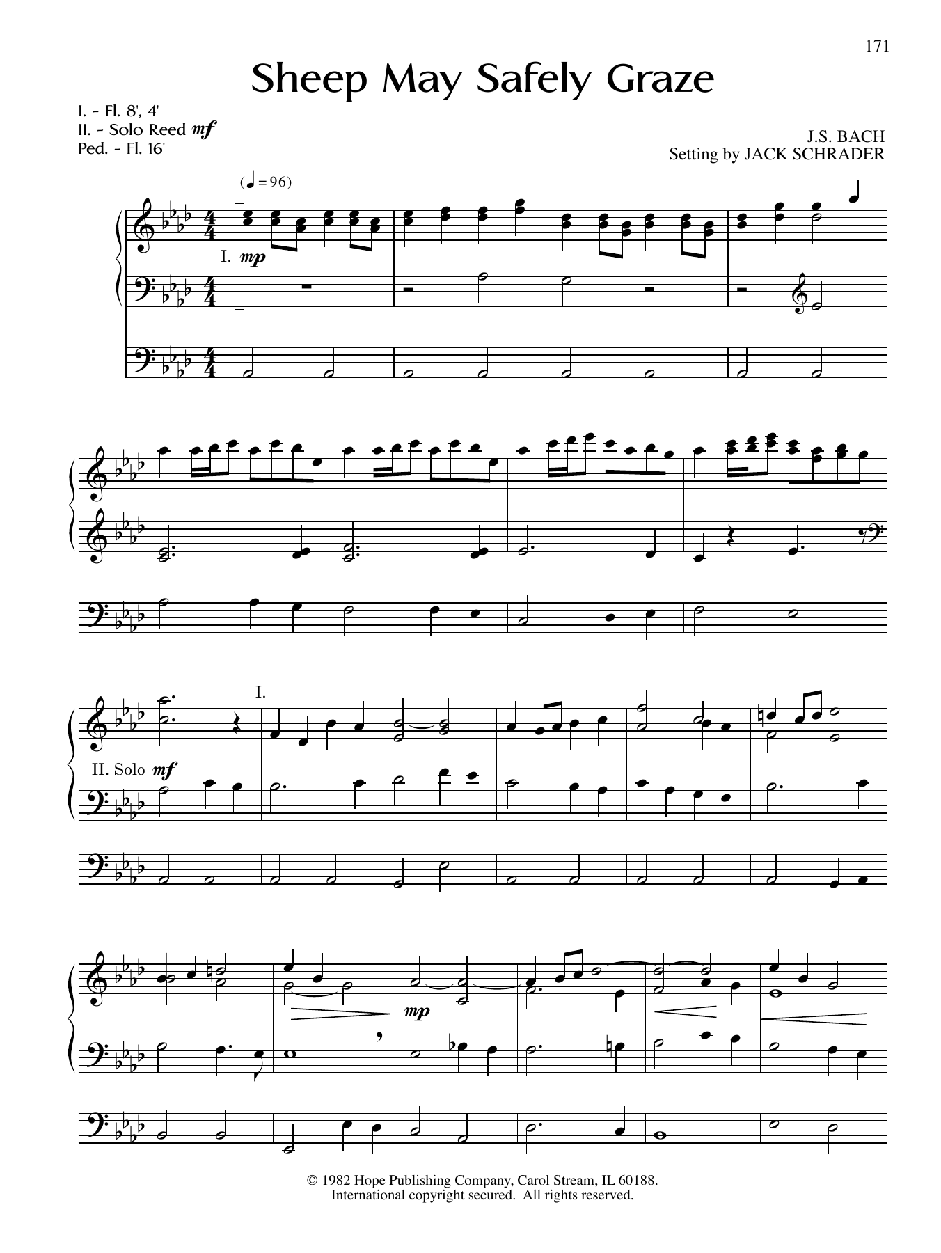 Jack Schrader Sheep May Safely Graze sheet music notes and chords. Download Printable PDF.