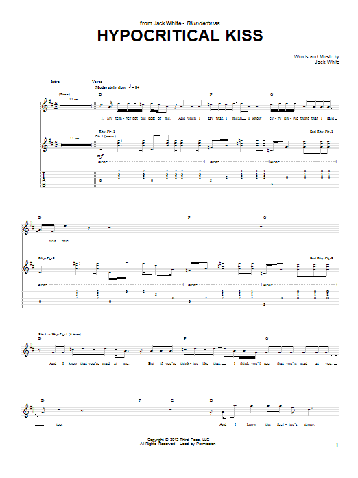 Learn to play Jack White Hypocritical Kiss sheet music for Guitar Tab in minutes. Price: 7.8900$ Jack White Hypocritical Kiss sheet music notes and chords arranged for Guitar Tab