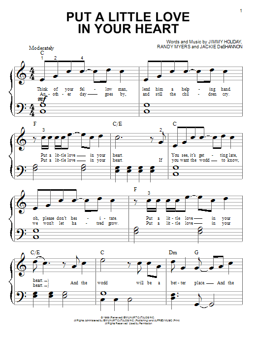 Jackie DeShannon Put A Little Love In Your Heart sheet music notes and chords. Download Printable PDF.