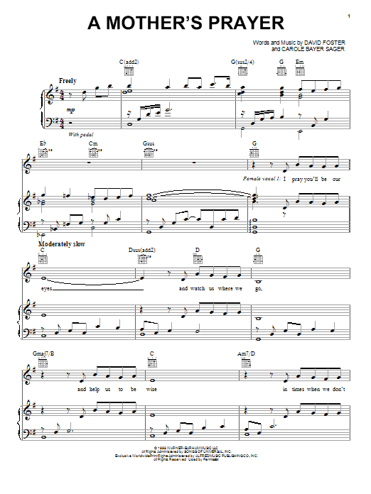 Jackie Evancho A Mother's Prayer sheet music notes and chords. Download Printable PDF.