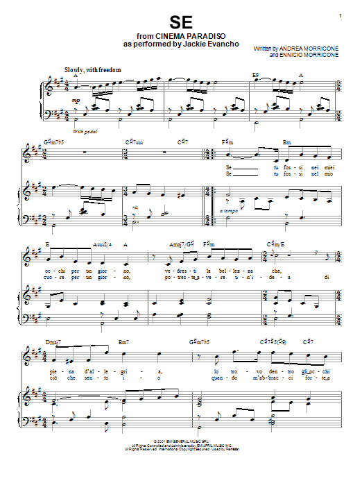 Jackie Evancho Se sheet music notes and chords. Download Printable PDF.