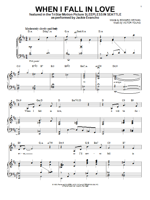 Learn to play Jackie Evancho When I Fall In Love sheet music for Piano & Vocal in minutes. Price: 7.8900$ Jackie Evancho When I Fall In Love sheet music notes and chords arranged for Piano & Vocal