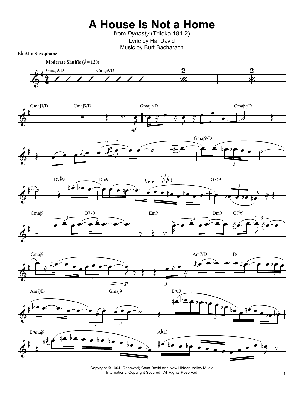 Learn to play Jackie McLean A House Is Not A Home sheet music for Alto Sax Transcription in minutes. Price: 6.9900$ Jackie McLean A House Is Not A Home sheet music notes and chords arranged for Alto Sax Transcription