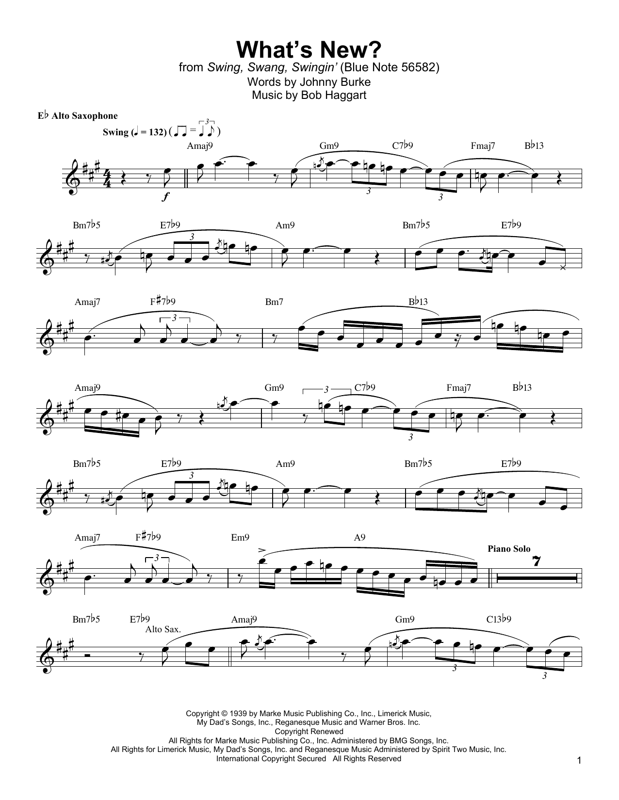 Learn to play Jackie McLean What's New? sheet music for Alto Sax Transcription in minutes. Price: 6.9900$ Jackie McLean What's New? sheet music notes and chords arranged for Alto Sax Transcription
