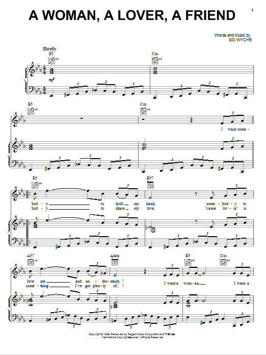 Learn to play Jackie Wilson A Woman, A Lover, A Friend sheet music for Piano, Vocal & Guitar Chords (Right-Hand Melody) in minutes. Price: 7.8900$ Jackie Wilson A Woman, A Lover, A Friend sheet music notes and chords arranged for Piano, Vocal & Guitar Chords (Right-Hand Melody)