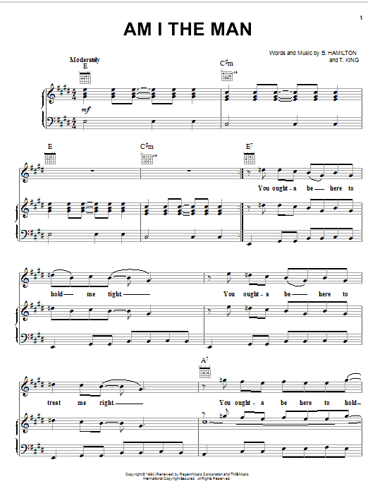 Jackie Wilson Am I The Man sheet music notes and chords arranged for Piano, Vocal & Guitar Chords (Right-Hand Melody)