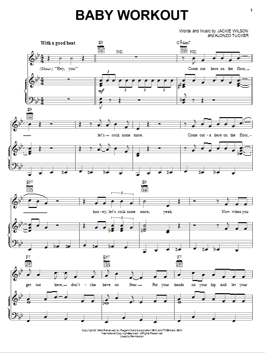 Jackie Wilson Baby Workout sheet music notes and chords arranged for Piano, Vocal & Guitar Chords (Right-Hand Melody)