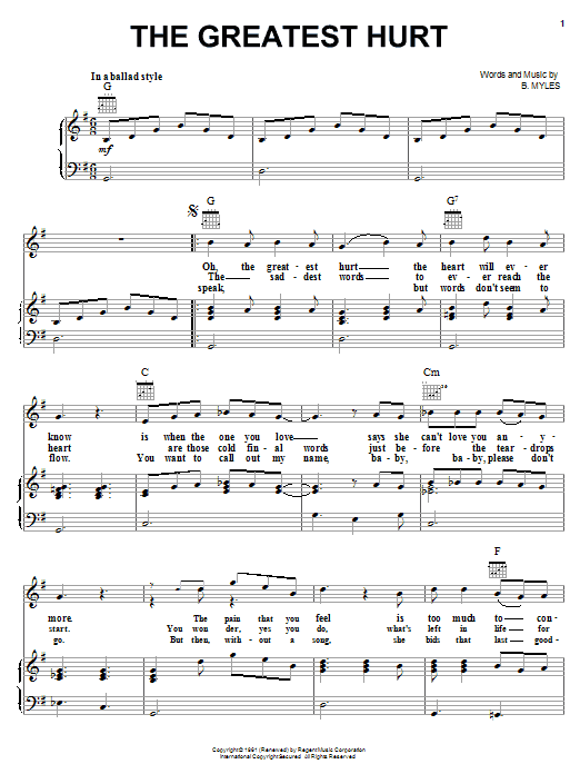 Jackie Wilson The Greatest Hurt sheet music notes and chords arranged for Piano, Vocal & Guitar Chords (Right-Hand Melody)