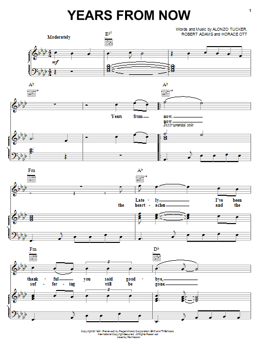 Jackie Wilson Years From Now sheet music notes and chords arranged for Piano, Vocal & Guitar Chords (Right-Hand Melody)