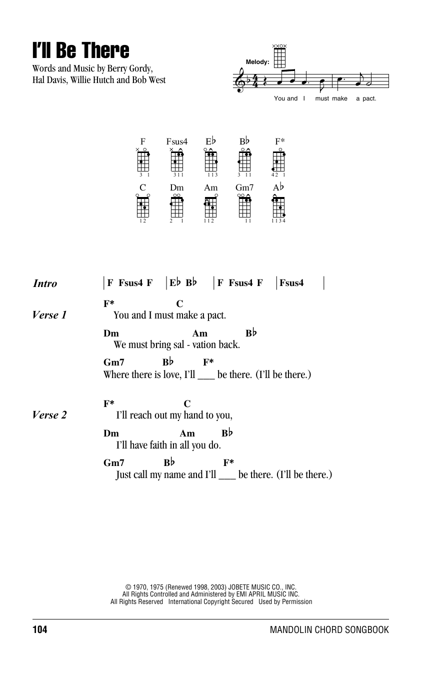 Jackson 5 I'll Be There sheet music notes and chords. Download Printable PDF.