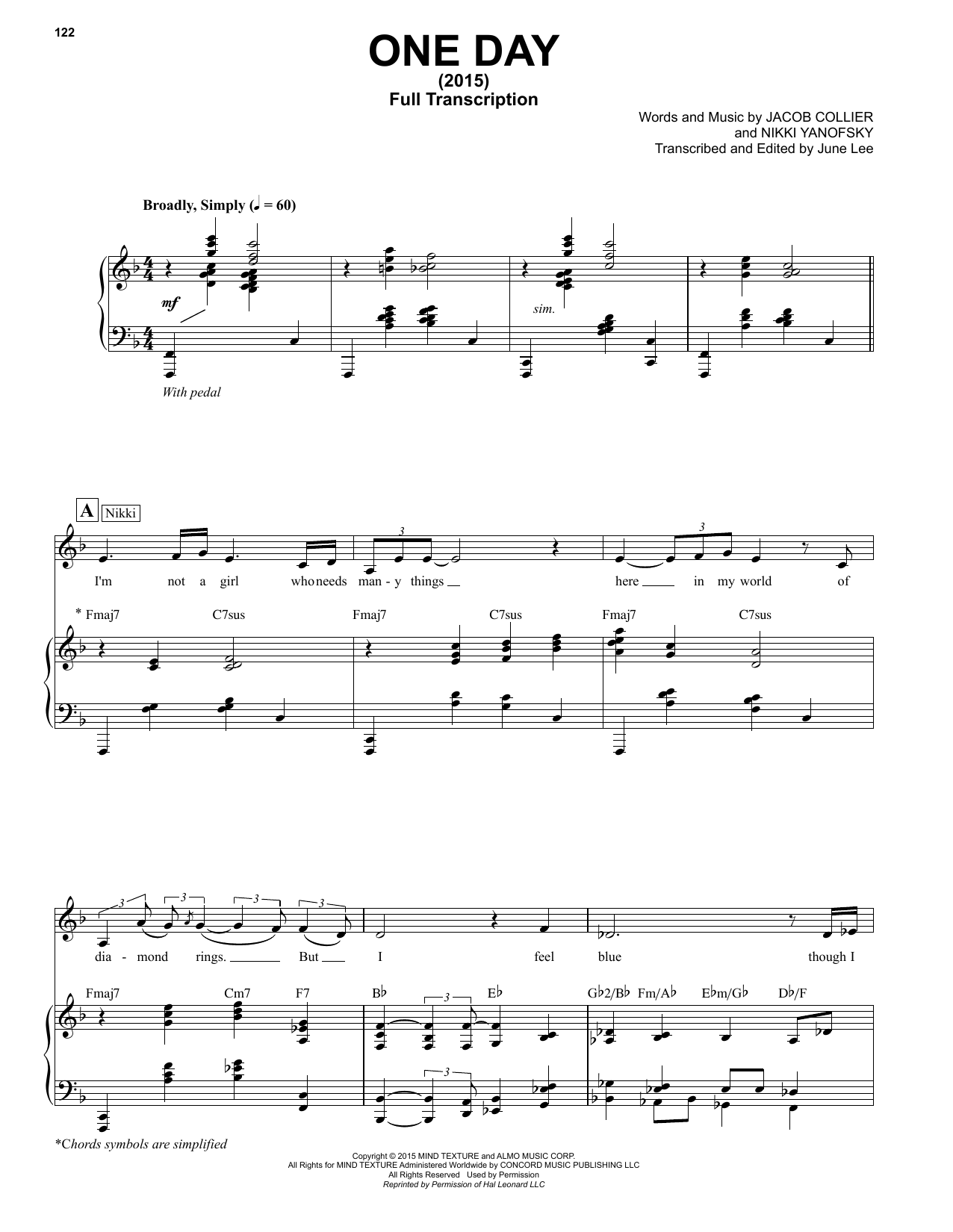 Jacob Collier One Day sheet music notes and chords. Download Printable PDF.