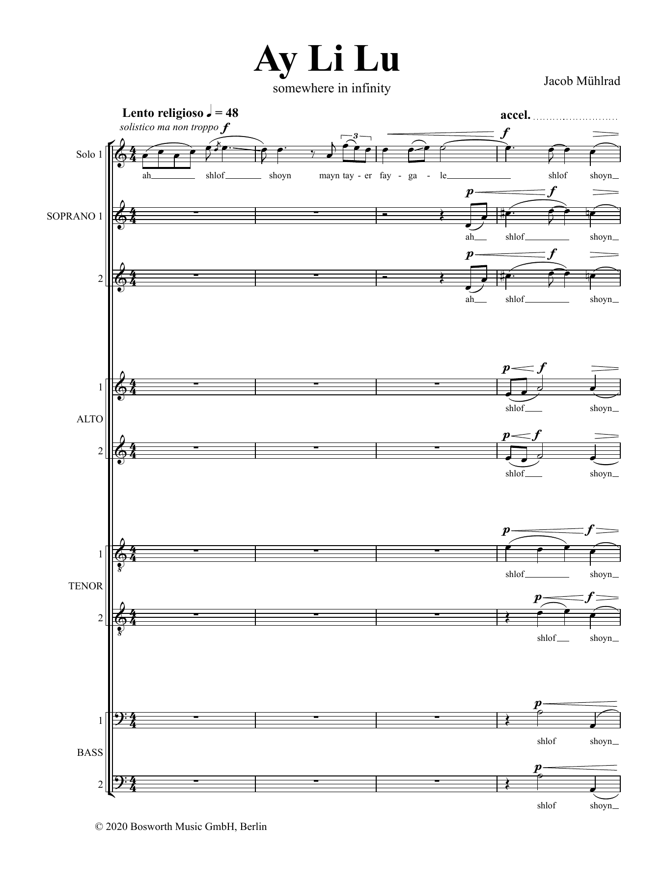 Jacob Mühlrad Ay Li Lu sheet music notes and chords. Download Printable PDF.