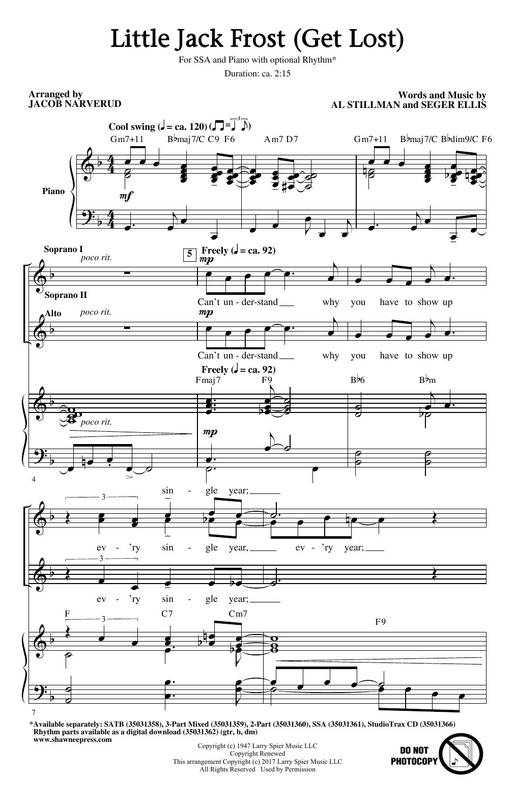 Jacob Narverud Little Jack Frost (Get Lost) sheet music notes and chords. Download Printable PDF.