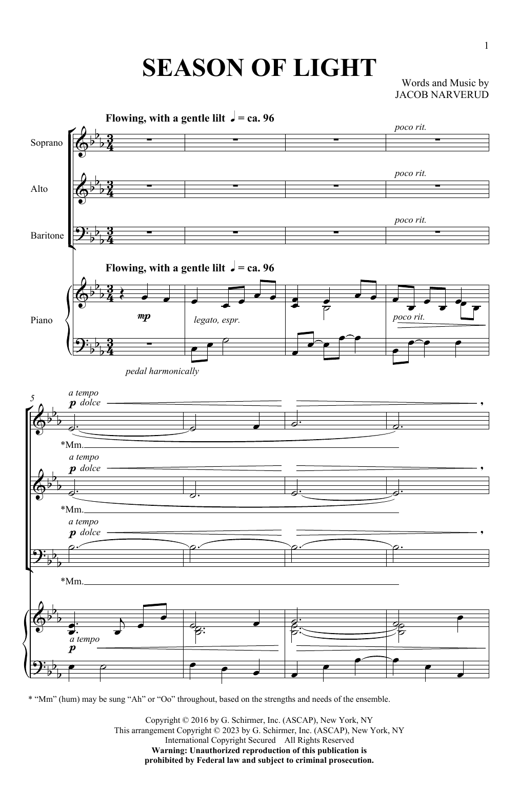 Jacob Narverud Season Of Light sheet music notes and chords. Download Printable PDF.