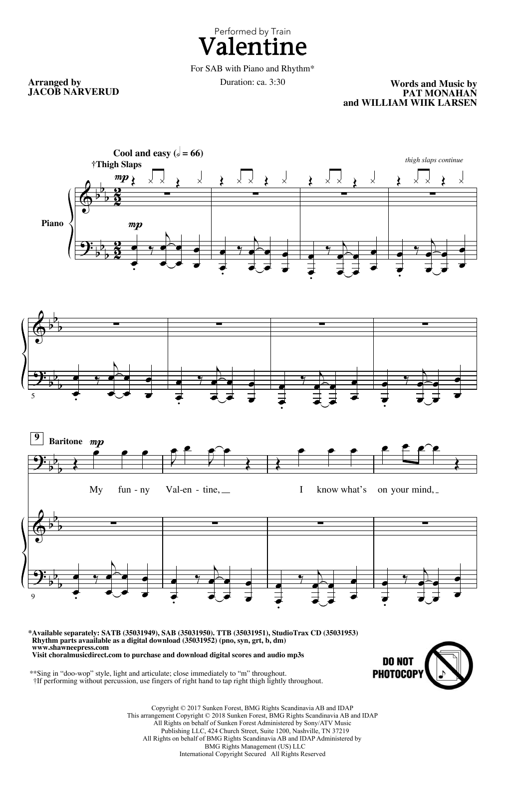 Learn to play Jacob Narverud Valentine sheet music for SATB Choir in minutes. Price: 3.9900$ Jacob Narverud Valentine sheet music notes and chords arranged for SATB Choir