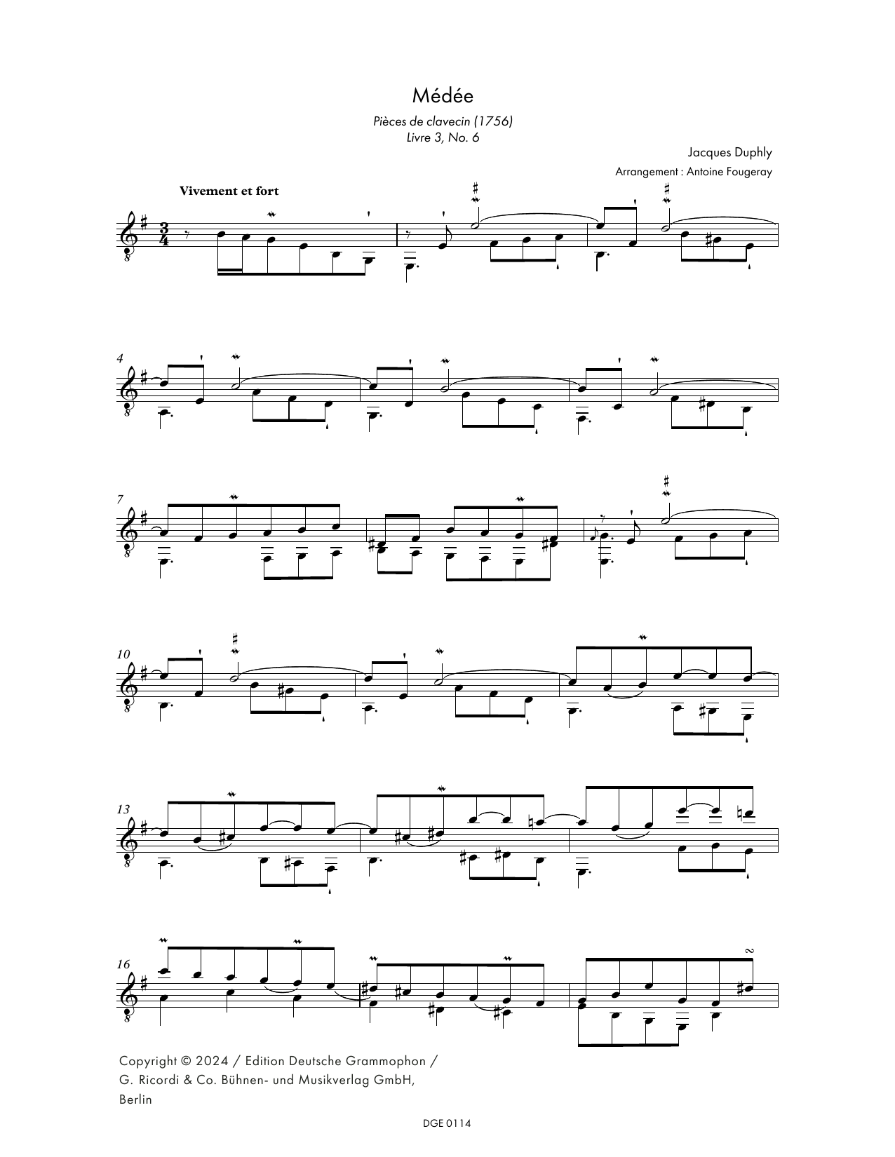 Learn to play Jacques Duphly Médée (arr. Antoine Fourgeray) sheet music for Solo Guitar in minutes. Price: 7.8900$ Jacques Duphly Médée (arr. Antoine Fourgeray) sheet music notes and chords arranged for Solo Guitar