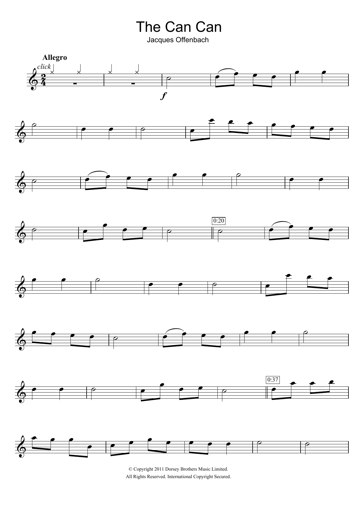 Jacques Offenbach The Can Can sheet music notes and chords. Download Printable PDF.