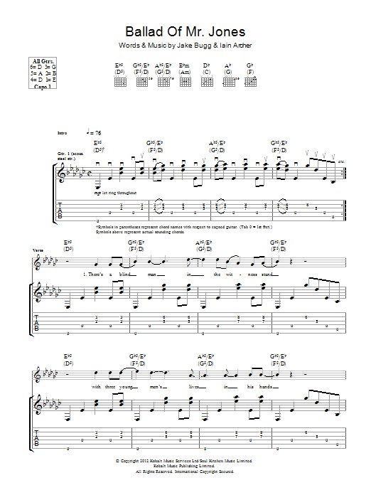 Learn to play Jake Bugg Ballad Of Mr. Jones sheet music for Guitar Tab in minutes. Price: 7.8900$ Jake Bugg Ballad Of Mr. Jones sheet music notes and chords arranged for Guitar Tab