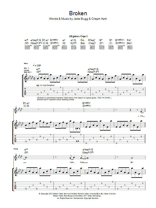 Jake Bugg Broken sheet music notes and chords. Download Printable PDF.