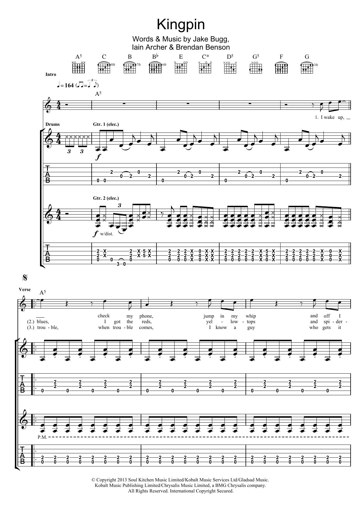 Learn to play Jake Bugg Kingpin sheet music for Guitar Tab in minutes. Price: 7.8900$ Jake Bugg Kingpin sheet music notes and chords arranged for Guitar Tab
