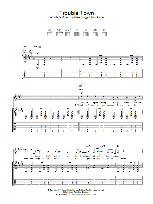 Learn to play Jake Bugg Trouble Town sheet music for Guitar Tab in minutes. Price: 7.8900$ Jake Bugg Trouble Town sheet music notes and chords arranged for Guitar Tab