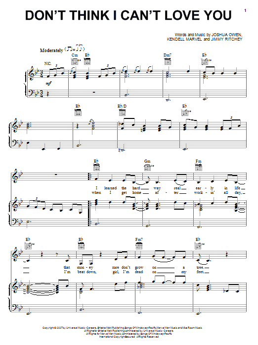 Learn to play Jake Owen Don't Think I Can't Love You sheet music for Piano, Vocal & Guitar Chords (Right-Hand Melody) in minutes. Price: 7.8900$ Jake Owen Don't Think I Can't Love You sheet music notes and chords arranged for Piano, Vocal & Guitar Chords (Right-Hand Melody)