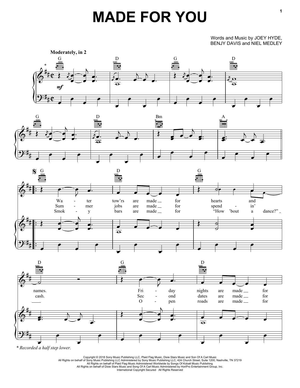 Learn to play Jake Owen Made For You sheet music for Piano, Vocal & Guitar Chords (Right-Hand Melody) in minutes. Price: 7.8900$ Jake Owen Made For You sheet music notes and chords arranged for Piano, Vocal & Guitar Chords (Right-Hand Melody)
