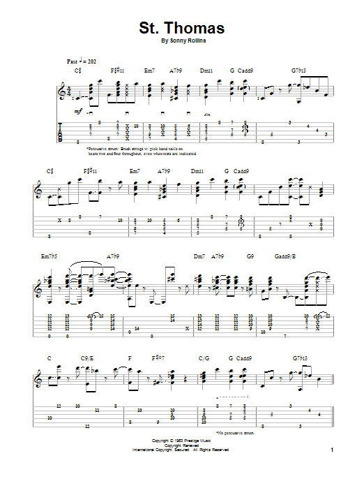 Learn to play Jake Reichbart St. Thomas sheet music for Solo Guitar in minutes. Price: 7.8900$ Jake Reichbart St. Thomas sheet music notes and chords arranged for Solo Guitar