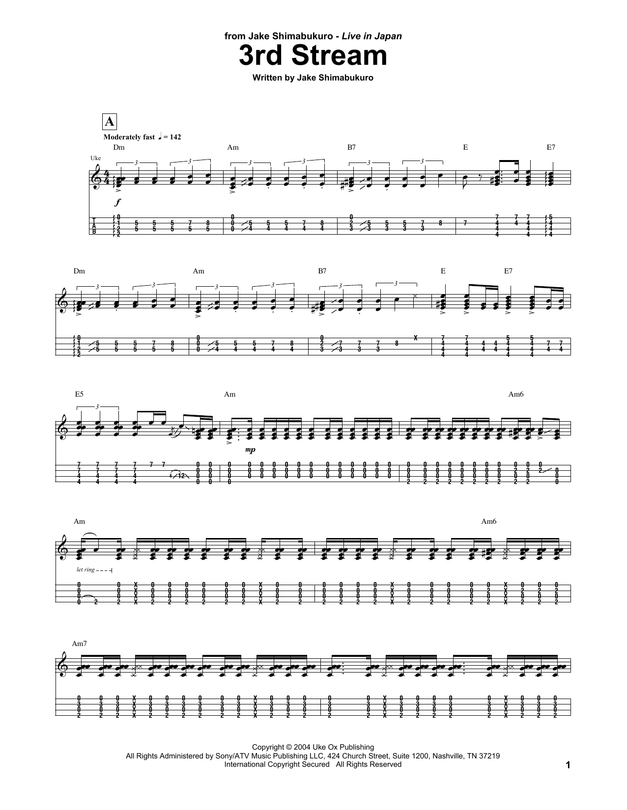 Jake Shimabukuro 3rd Stream sheet music notes and chords. Download Printable PDF.