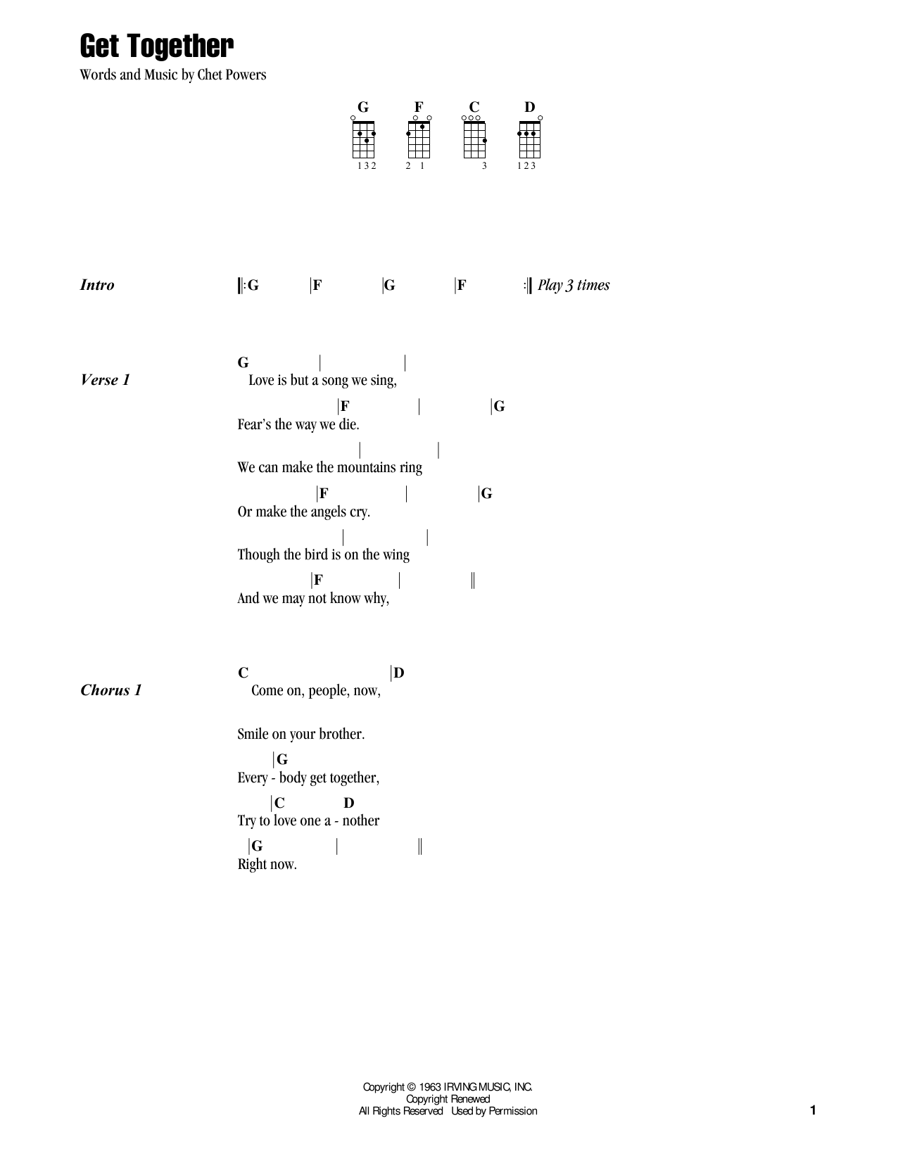 Learn to play Jake Shimabukuro Get Together (feat. Jesse Colin Young) sheet music for Ukulele in minutes. Price: 5.9900$ Jake Shimabukuro Get Together (feat. Jesse Colin Young) sheet music notes and chords arranged for Ukulele