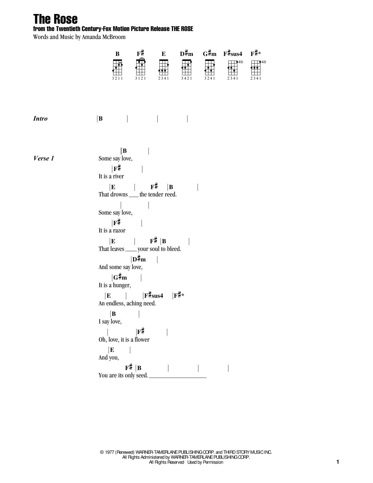 Learn to play Jake Shimabukuro The Rose (feat. Bette Midler) sheet music for Ukulele in minutes. Price: 5.9900$ Jake Shimabukuro The Rose (feat. Bette Midler) sheet music notes and chords arranged for Ukulele